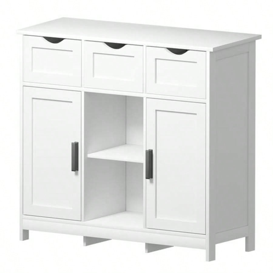 Storage Cabinets, Wooden Floor Cabinet, with Drawers and Shelves Storage Cabinets, Accent Cabinet Living Room, Bedroom, Bathroom Furniture Home DecorWhite