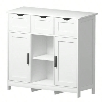 Storage Cabinets, Wooden Floor Cabinet, with Drawers and Shelves Storage Cabinets, Accent Cabinet Living Room, Bedroom, Bathroom Furniture Home DecorWhite