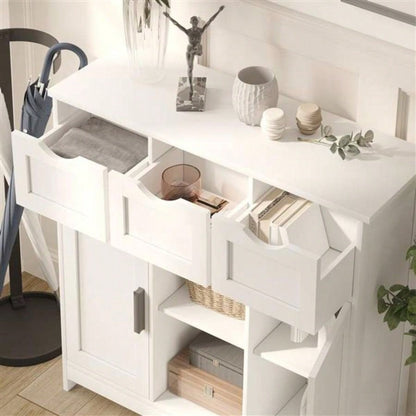 Storage Cabinets, Wooden Floor Cabinet, with Drawers and Shelves Storage Cabinets, Accent Cabinet Living Room, Bedroom, Bathroom Furniture Home DecorWhite