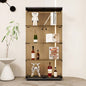 Two - door Tawny Glass Display Cabinet 4 Shelves with Door, Floor Standing Curio Bookshelf Living Room Bedroom Office, 64.31. 14.3Black