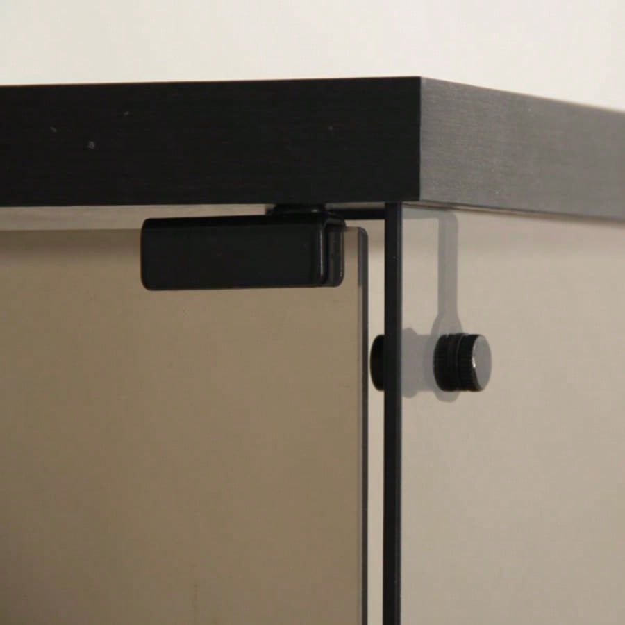 Two - door Tawny Glass Display Cabinet 4 Shelves with Door, Floor Standing Curio Bookshelf Living Room Bedroom Office, 64.31. 14.3Black