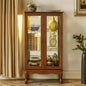 Curio Cabinet Lighted Curio Diapaly Cabinet with Adjustable Shelves and Mirrored Back Panel, Tempered Glass Doors Oak, 3 Tier, E26 light bulb not included