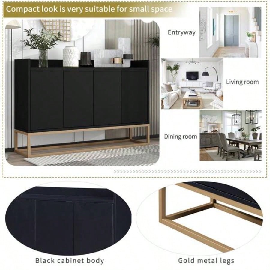 Modern Sideboard Elegant Buffet Cabinet with Large Storage Space Dining Room, Entryway Black
