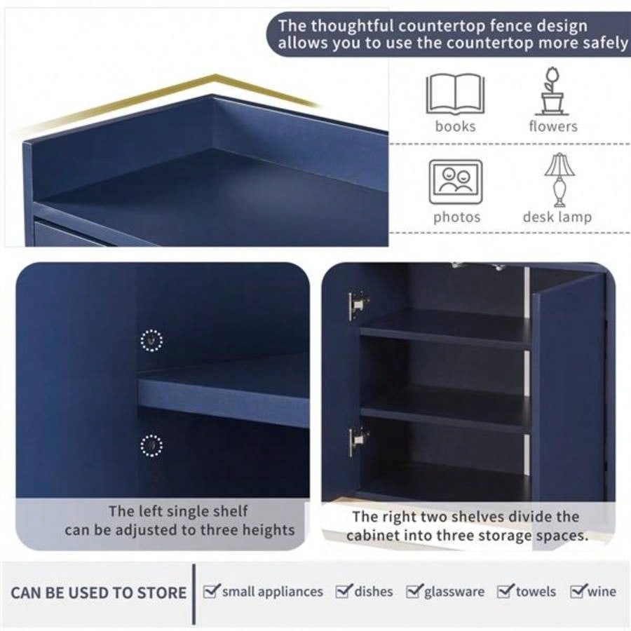 Modern Sideboard Elegant Buffet Cabinet with Large Storage Space Dining Room, Entryway Navy