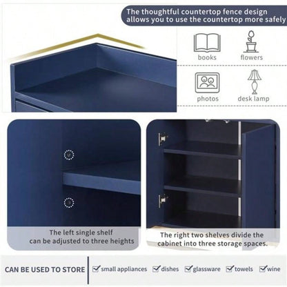 Modern Sideboard Elegant Buffet Cabinet with Large Storage Space Dining Room, Entryway Navy