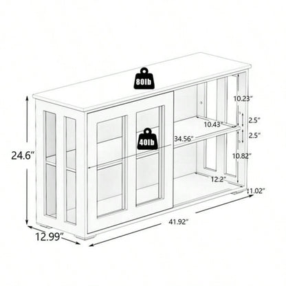 Kitchen Storage Stand Cupboard With Glass Door - Black