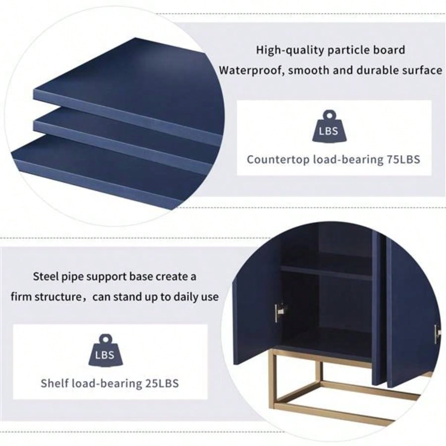 Modern Sideboard Elegant Buffet Cabinet with Large Storage Space Dining Room, Entryway Navy