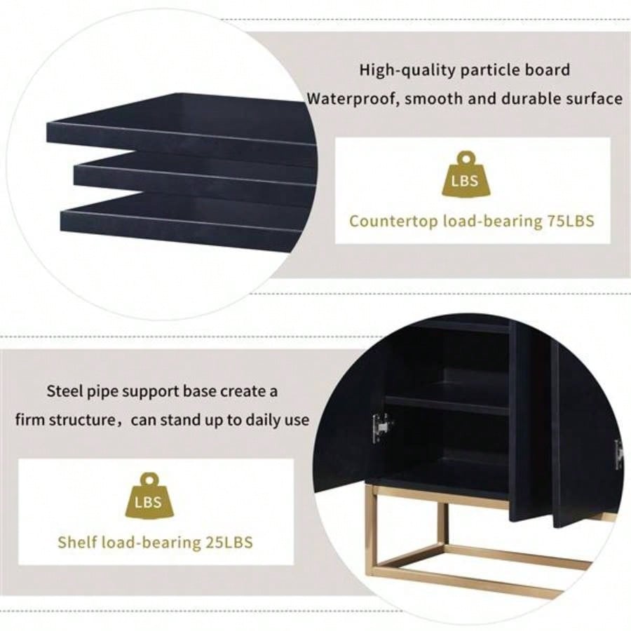 Modern Sideboard Elegant Buffet Cabinet with Large Storage Space Dining Room, Entryway Black
