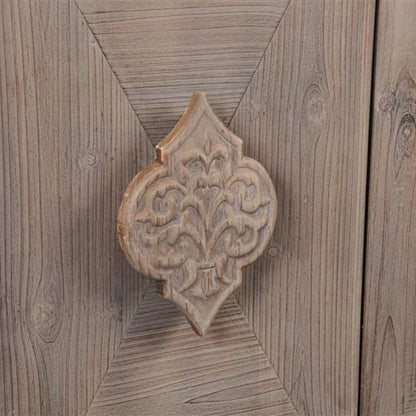 Carved Flower Door Handle, Antique Four Door Cabinet Living Room Kitchen Hallway Brown
