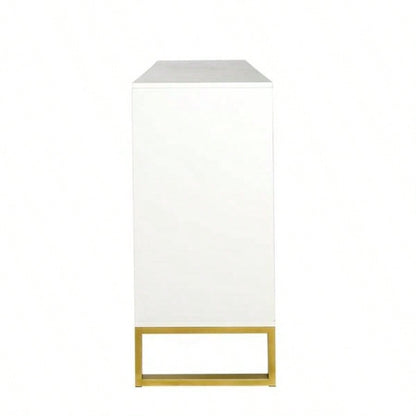 Modern sideboard with Four Doors, Metal handles and Adjustable Shelves Kitchen Cabinet White