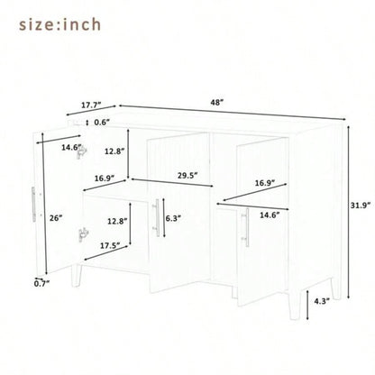 Featured Three - door Storage Cabinet with Metal Handles, Suitable Corridors, Entrances, Living rooms, and Study rooms