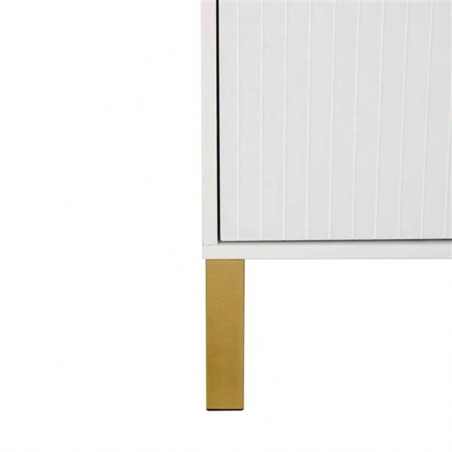 Modern sideboard with Four Doors, Metal handles and Adjustable Shelves Kitchen Cabinet White
