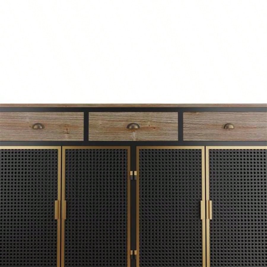 48 Wide 4 Doors Modern Sideboard with 3 Top Drawers, Sideboard Storage Cabinet Entryway Floor Cabinet Living Room Office Bedroom