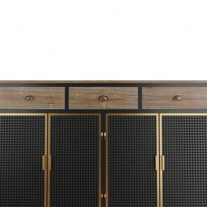 48 Wide 4 Doors Modern Sideboard with 3 Top Drawers, Sideboard Storage Cabinet Entryway Floor Cabinet Living Room Office Bedroom