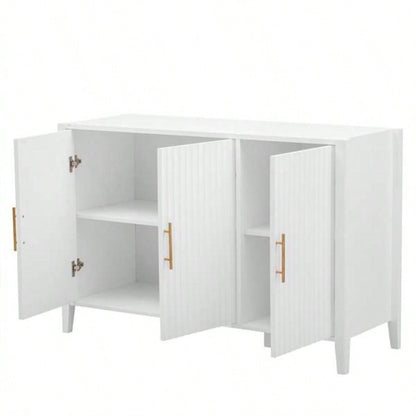 Featured Three - door Storage Cabinet with Metal Handles, Suitable Corridors, Entrances, Living rooms, and Study rooms