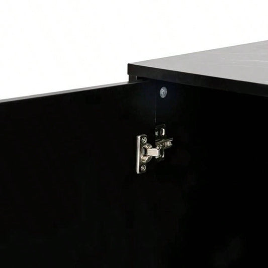 Modern sideboard with Four Doors, Metal handles and Adjustable Shelves Kitchen Cabinet Black