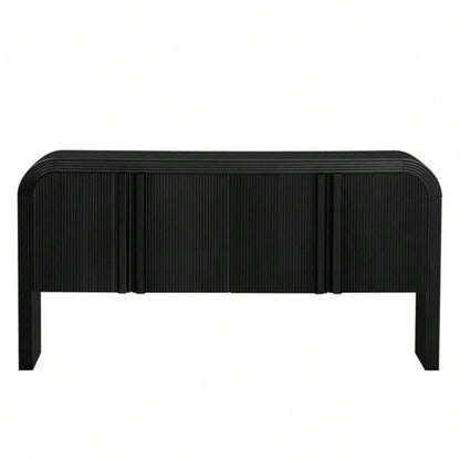 Striped Storage Cabinet with 4 Doors, Adjustable, Suitable Study, Entrance and Living Room