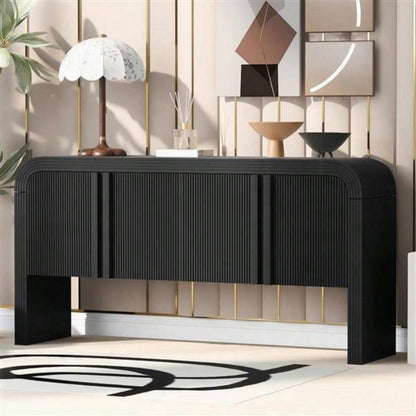 Striped Storage Cabinet with 4 Doors, Adjustable, Suitable Study, Entrance and Living Room