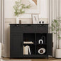 Storage Cabinets, Wooden Floor Cabinet, with Drawers and Shelves Storage Cabinets, Accent Cabinet Living Room, Bedroom, Bathroom Furniture Home DecorBlack