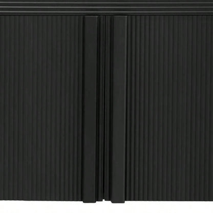 Striped Storage Cabinet with 4 Doors, Adjustable, Suitable Study, Entrance and Living Room