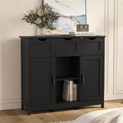 Storage Cabinets, Wooden Floor Cabinet, with Drawers and Shelves Storage Cabinets, Accent Cabinet Living Room, Bedroom, Bathroom Furniture Home DecorBlack