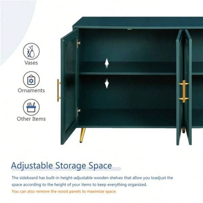TV Stand 65+ Inch TV, Wood TV Stand with Storage Cabinet Adjustable Shelves, Media TV Console Living Room Bedroom