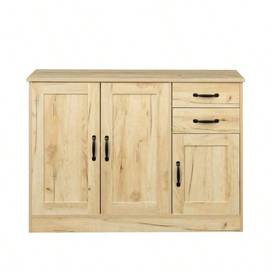 Modern Wood Buffet Sideboard with 2 doors1 Storage and 2drawers - Entryway Serving Storage Cabinet Doors - Dining Room Console, 43.3 Inch, Oak