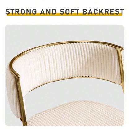 2pcs Thick Corduroy Gold - plated Iron Feet Bar Stool Beige
