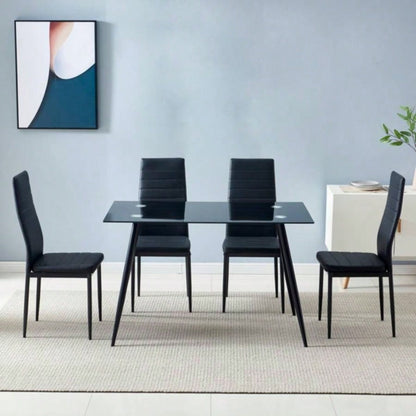4pcs Elegant Assembled Stripping Texture High Backrest Dining Chairs BlackReplace encoding13028198 - 18410366