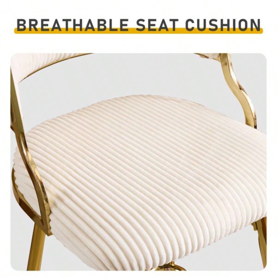 2pcs Thick Corduroy Gold - plated Iron Feet Bar Stool Beige