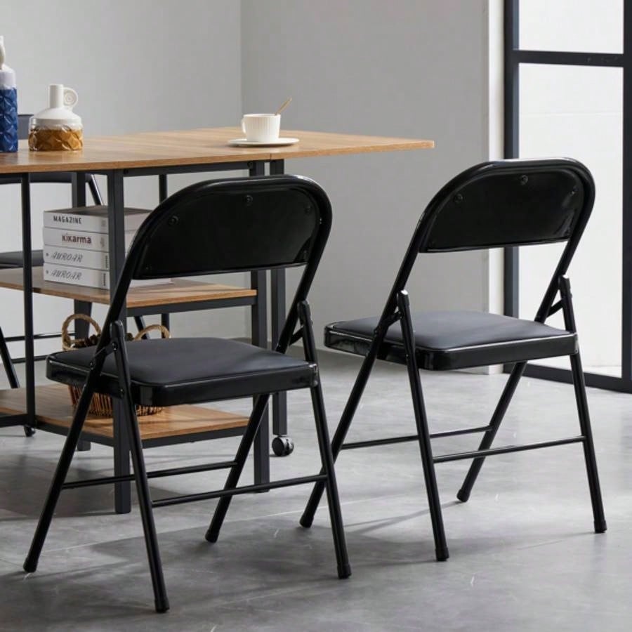 Old Code334575574pcs Elegant Foldable Iron PVC Chairs Convention Exhibition Black
