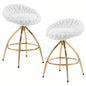 2pcs Teddy Velvet Gold - plated Iron Feet Bar Stool Weaving Style White With Swivel