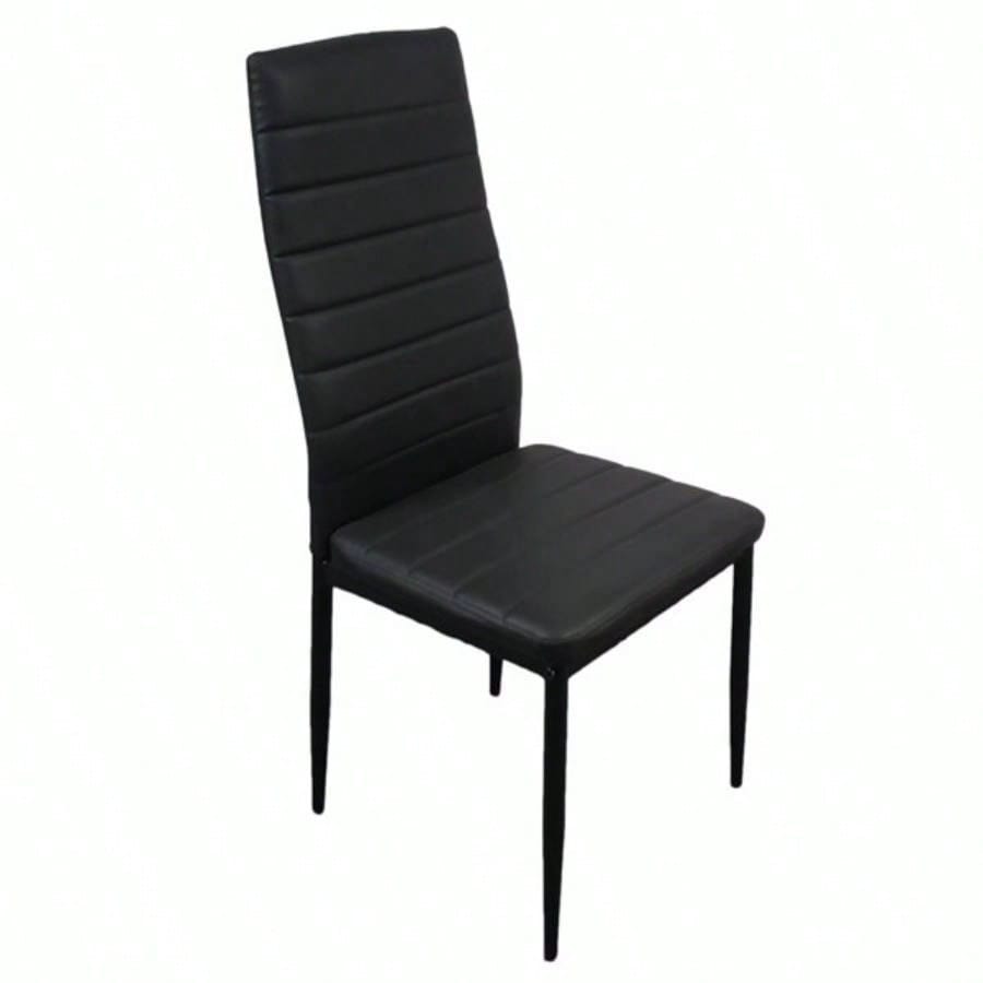 4pcs Elegant Assembled Stripping Texture High Backrest Dining Chairs BlackReplace encoding13028198 - 18410366