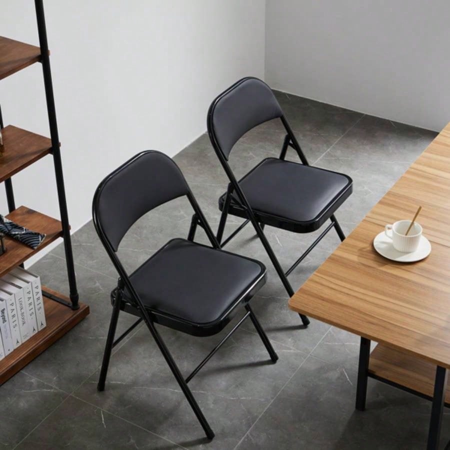 Old Code334575574pcs Elegant Foldable Iron PVC Chairs Convention Exhibition Black