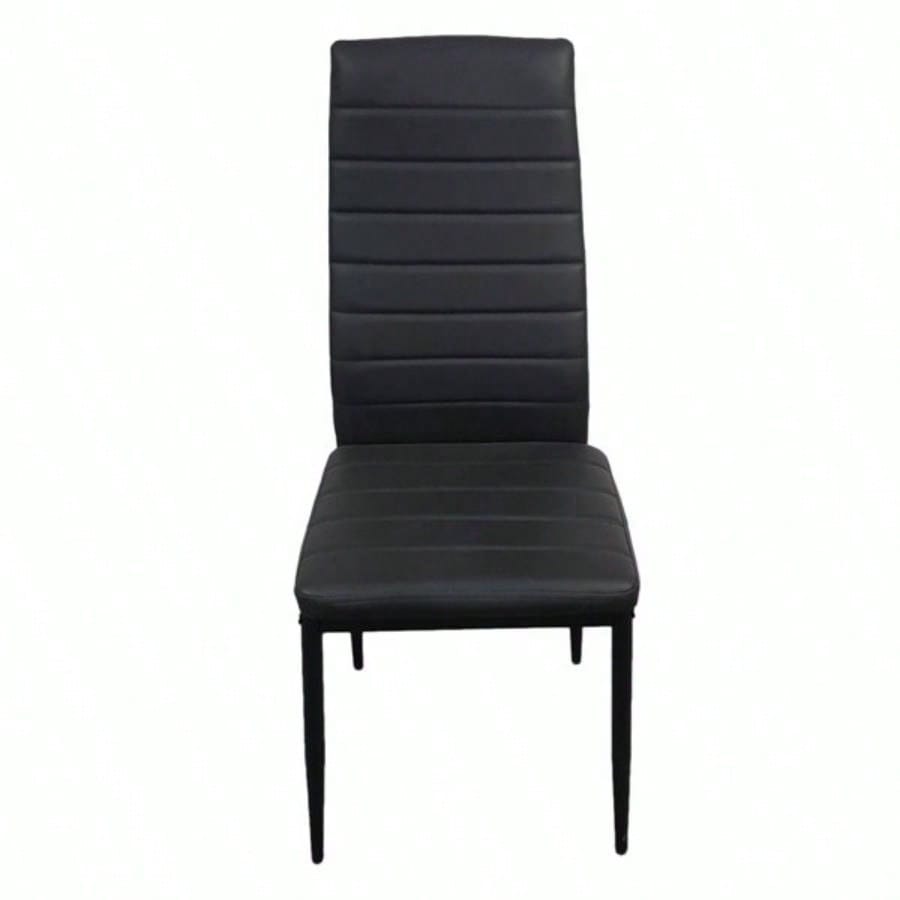 4pcs Elegant Assembled Stripping Texture High Backrest Dining Chairs BlackReplace encoding13028198 - 18410366
