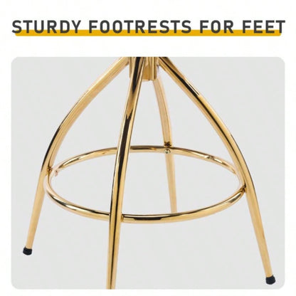 2pcs Teddy Velvet Gold - plated Iron Feet Bar Stool Weaving Style White With Swivel