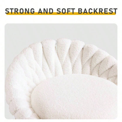 2pcs Teddy Velvet Gold - plated Iron Feet Bar Stool Weaving Style White With Swivel