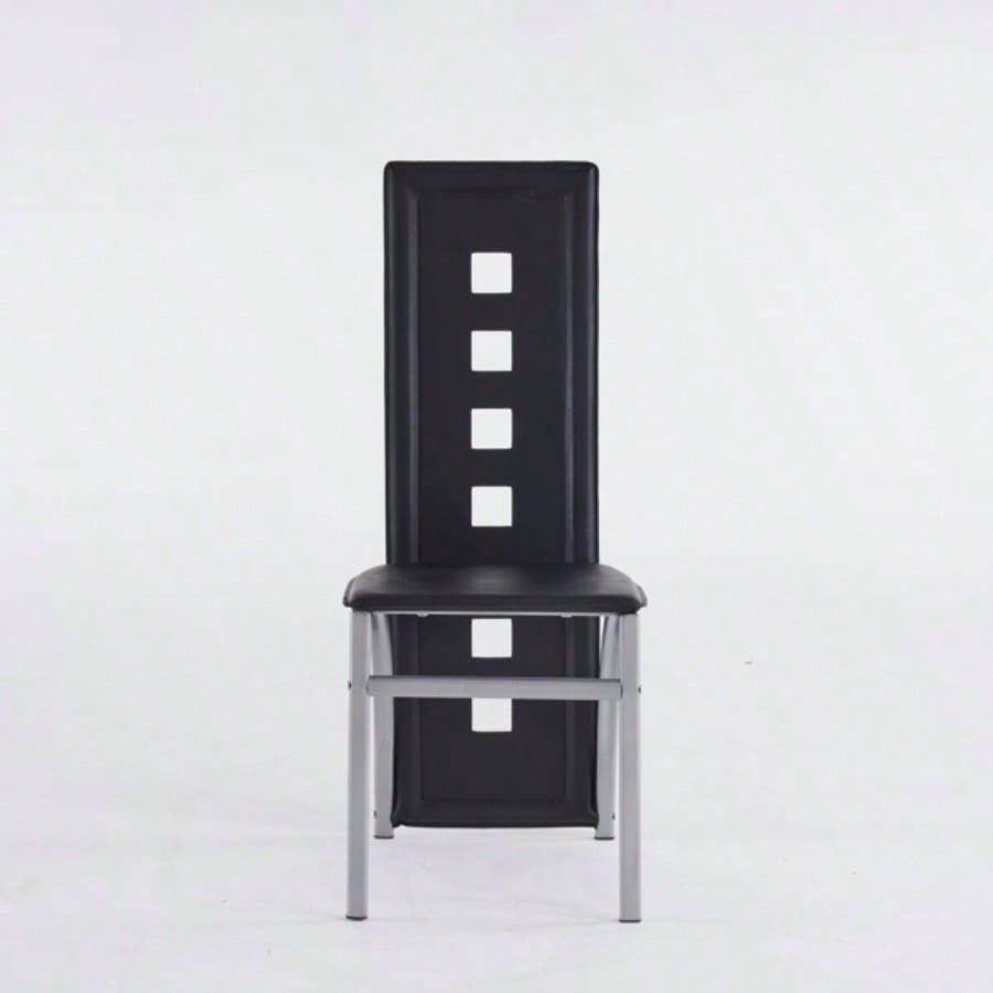 4pcs long backrest square hollow decoration PU leather dining chair round tube black cushion electroplating chair leg N201Replace encoding13029118