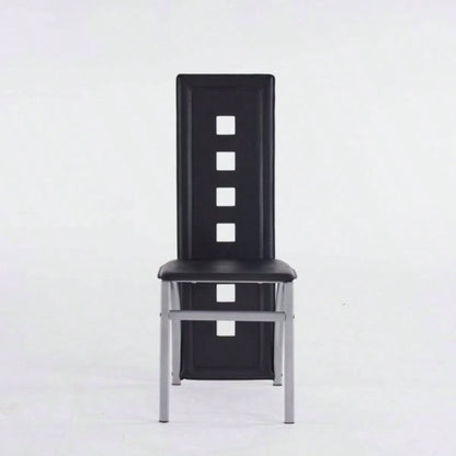 4pcs long backrest square hollow decoration PU leather dining chair round tube black cushion electroplating chair leg N201Replace encoding13029118