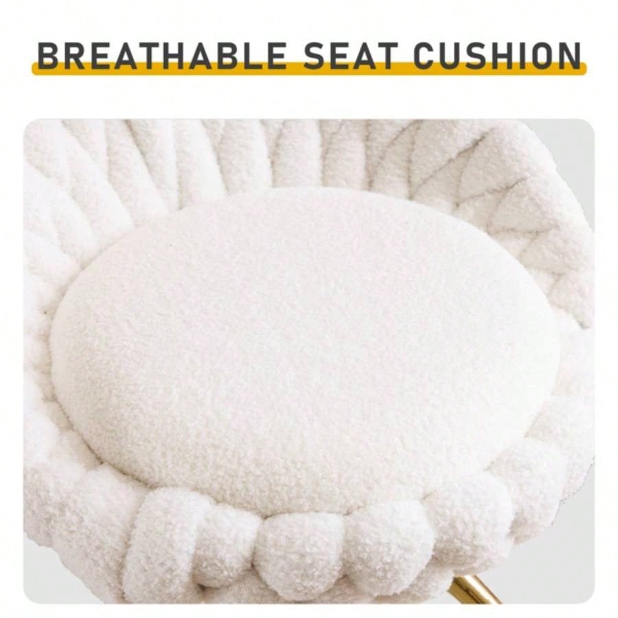 2pcs Teddy Velvet Gold - plated Iron Feet Bar Stool Weaving Style White With Swivel