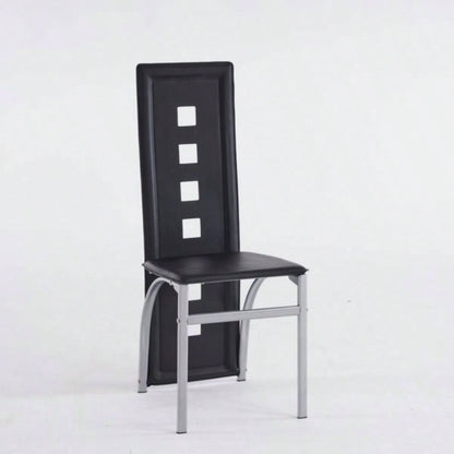 4pcs long backrest square hollow decoration PU leather dining chair round tube black cushion electroplating chair leg N201Replace encoding13029118