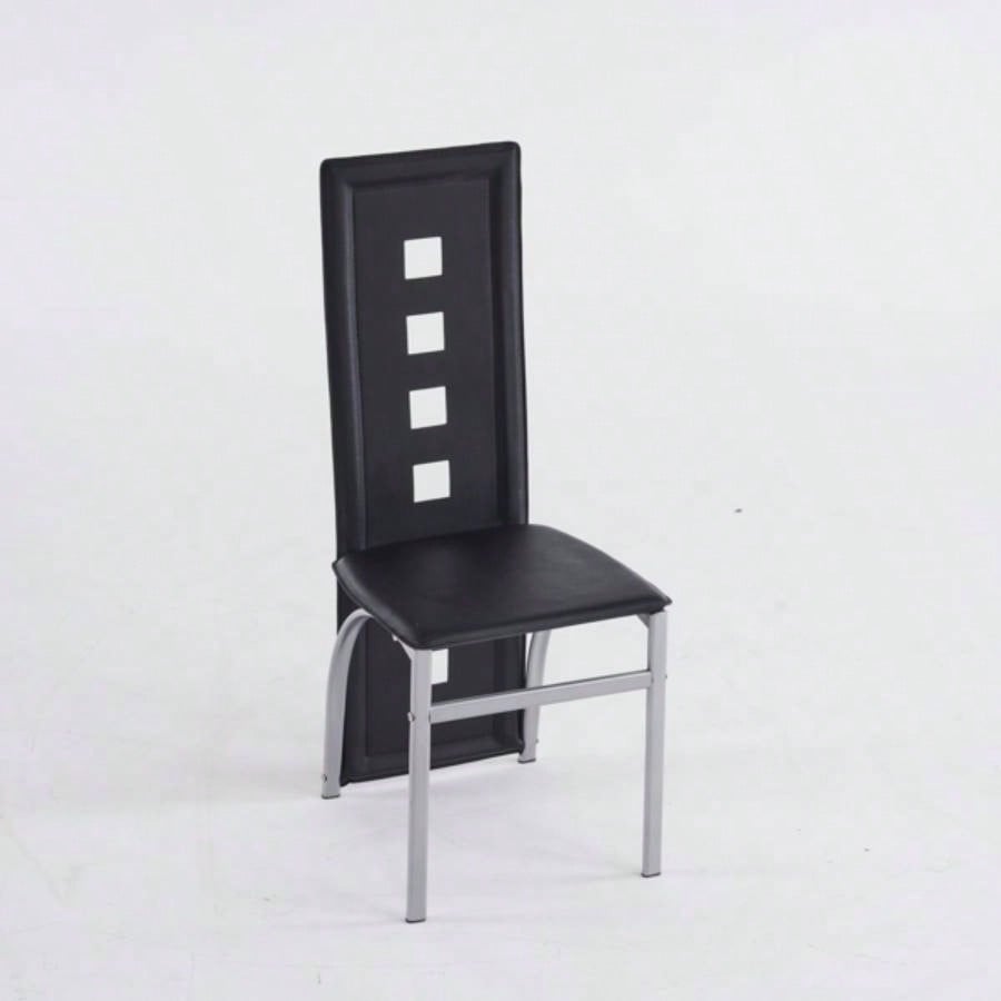 4pcs long backrest square hollow decoration PU leather dining chair round tube black cushion electroplating chair leg N201Replace encoding13029118