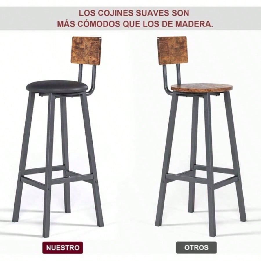 Bar stool 2 - piece set, black dining table chair with backrest and footrest, thick cushion stool, kitchen island dining kitchen counter, dining kitchen bar stool, simple brown splicing