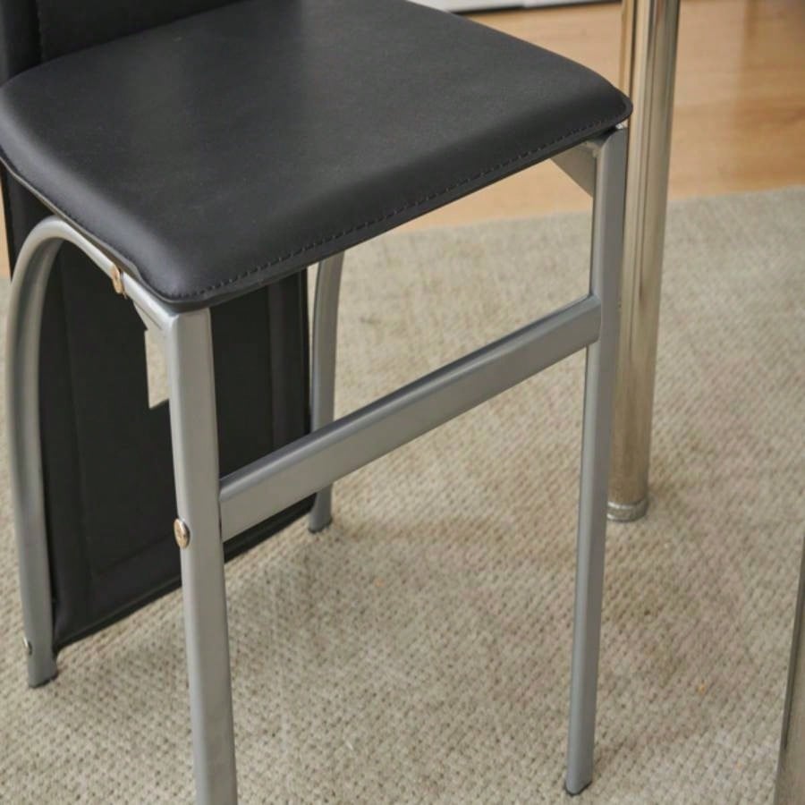 4pcs long backrest square hollow decoration PU leather dining chair round tube black cushion electroplating chair leg N201Replace encoding13029118