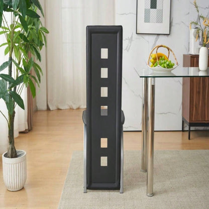 4pcs long backrest square hollow decoration PU leather dining chair round tube black cushion electroplating chair leg N201Replace encoding13029118