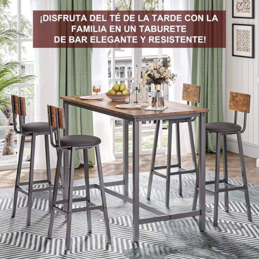 Bar stool 2 - piece set, black dining table chair with backrest and footrest, thick cushion stool, kitchen island dining kitchen counter, dining kitchen bar stool, simple brown splicing