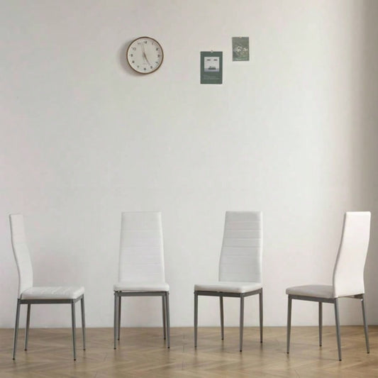 4pcs backrest cushion horizontal sewing decoration PU leather dining chair round tube white cushion gray leg N201 Replace encoding 13029116