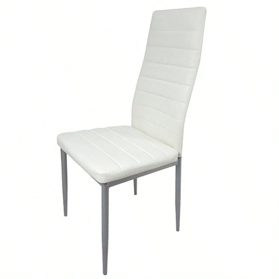 4pcs backrest cushion horizontal sewing decoration PU leather dining chair round tube white cushion gray leg N201 Replace encoding 13029116