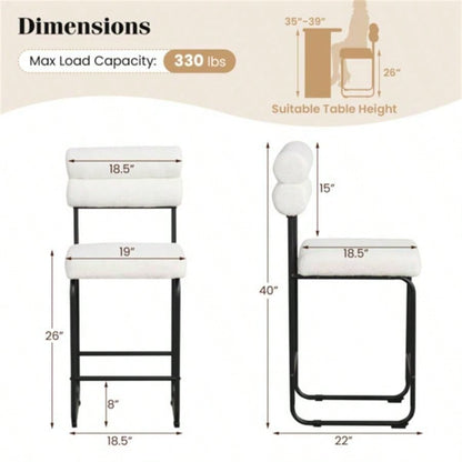 2 PCS Counter Height Bar Stools 26#39; #39; Counter Stools - White