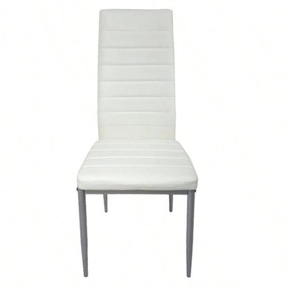 4pcs backrest cushion horizontal sewing decoration PU leather dining chair round tube white cushion gray leg N201 Replace encoding 13029116